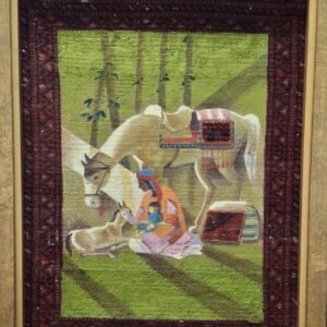 نقاشی روی فرش کهنه و قدیمی